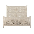 Pemberly Row White Floral Carved Solid Wood Mango 5-Piece King Bedroom Set