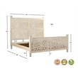 Pemberly Row White Floral Carved Solid Wood Mango 5-Piece King Bedroom Set