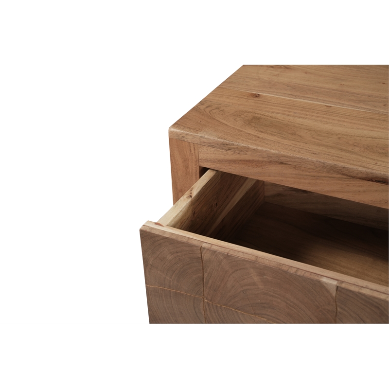 Pemberly Row Brown Solid Wood 1-Drawer Nightstand with Tree Slice Design