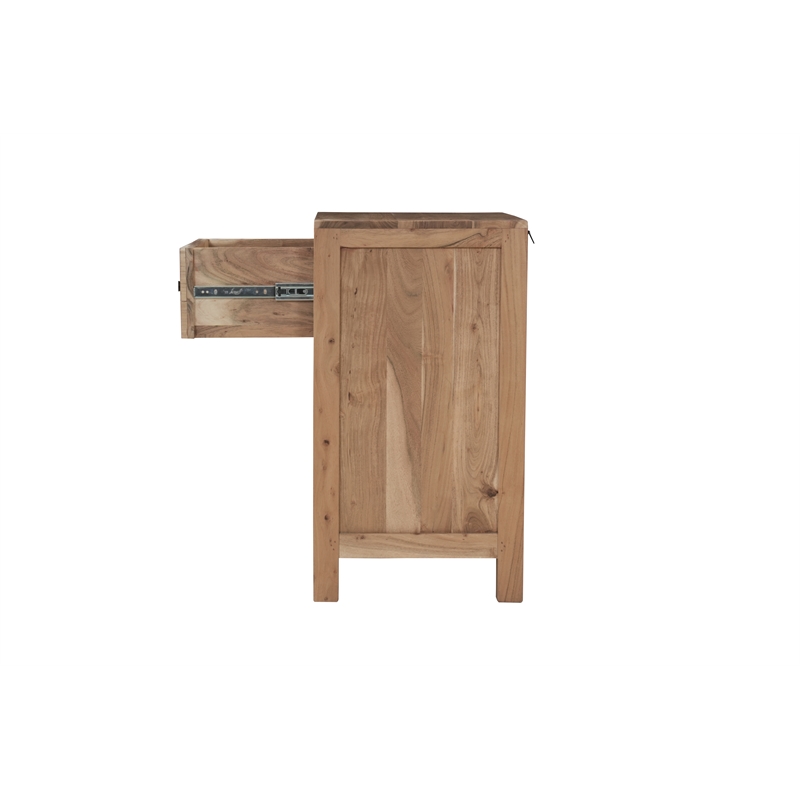 Pemberly Row Brown Solid Wood 1-Drawer Nightstand with Tree Slice Design
