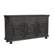 Pemberly Row Carved Mango Wood Sideboard with 3 Drawers & Doors in Black
