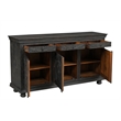 Pemberly Row Carved Mango Wood Sideboard with 3 Drawers & Doors in Black