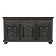 Pemberly Row Carved Mango Wood Sideboard with 3 Drawers & Doors in Black