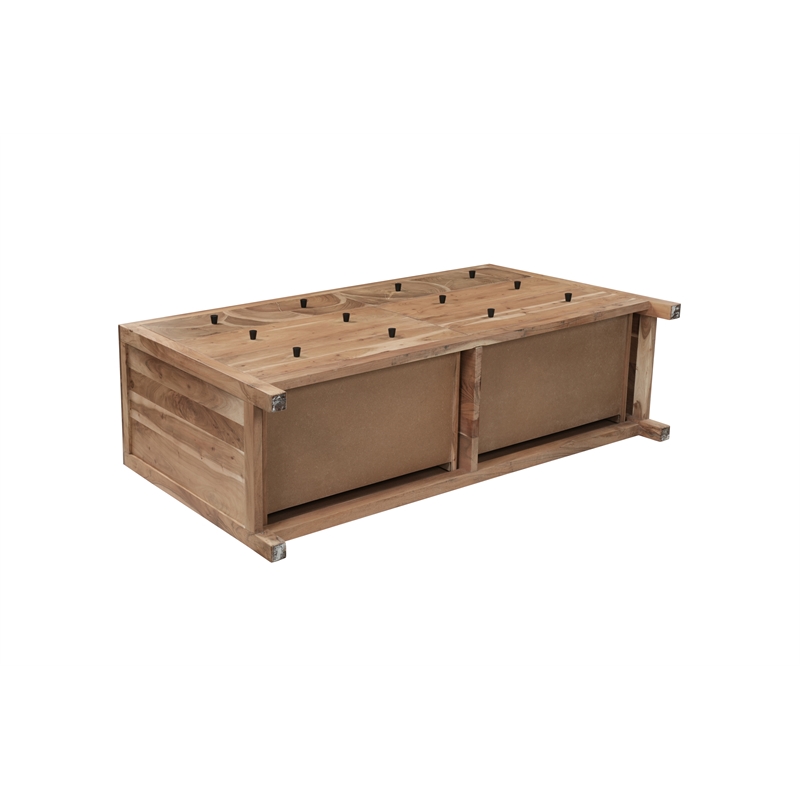 Pemberly Row Brown Solid Wood 6-Drawer Dresser with Tree Slice Design