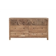 Pemberly Row Brown Solid Wood 6-Drawer Dresser with Tree Slice Design