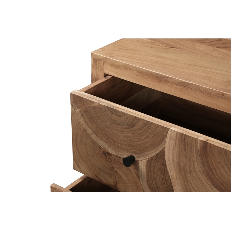 Pemberly Row Brown Solid Wood 6-Drawer Dresser with Tree Slice Design