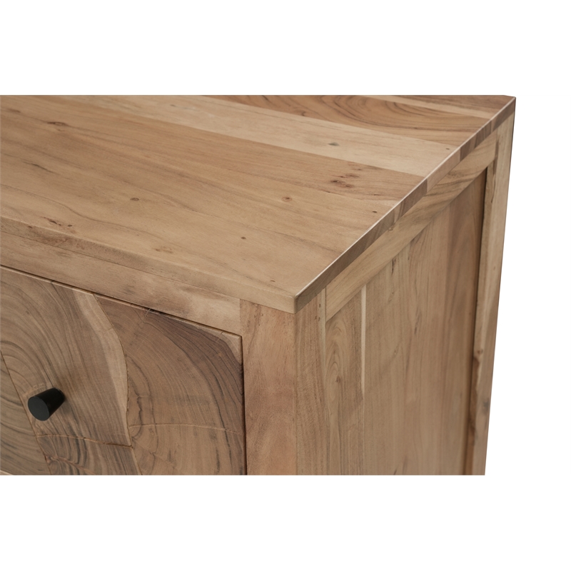 Pemberly Row Brown Solid Wood 6-Drawer Dresser with Tree Slice Design