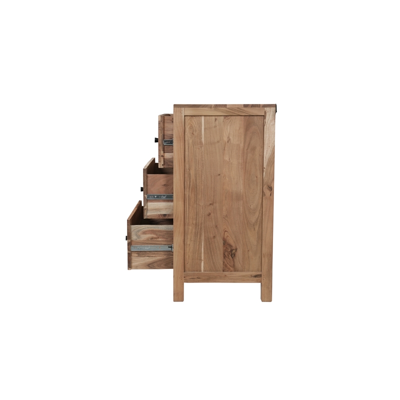 Pemberly Row Brown Solid Wood 6-Drawer Dresser with Tree Slice Design