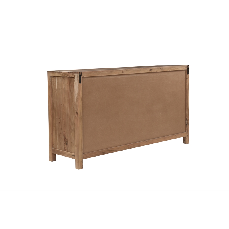 Pemberly Row Brown Solid Wood 6-Drawer Dresser with Tree Slice Design