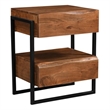 Pemberly Row 2-Drawer Live Edge Solid Wood Acacia Nightstand in Brown/Black