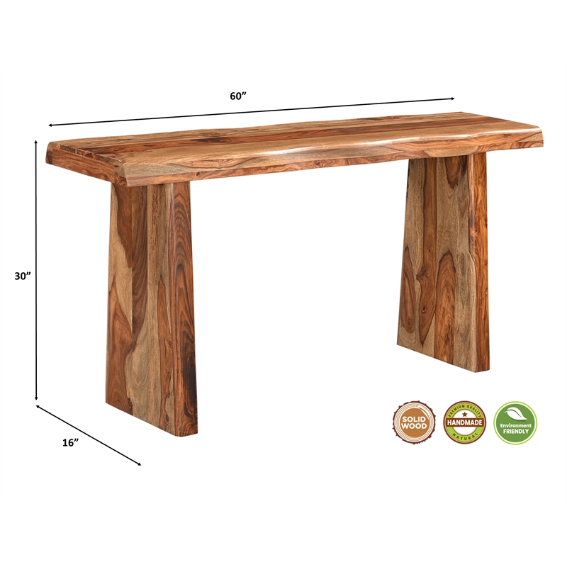 Pemberly Row Solid Wood 3-Piece Live Edge Living Room Table Set in Brown