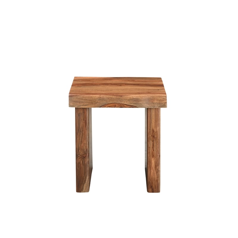 Pemberly Row Solid Wood 3-Piece Live Edge Living Room Table Set in Brown