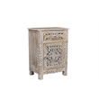 Pemberly Row Gray Floral Carved Solid Wood Mango 5-Piece Queen Bedroom Set