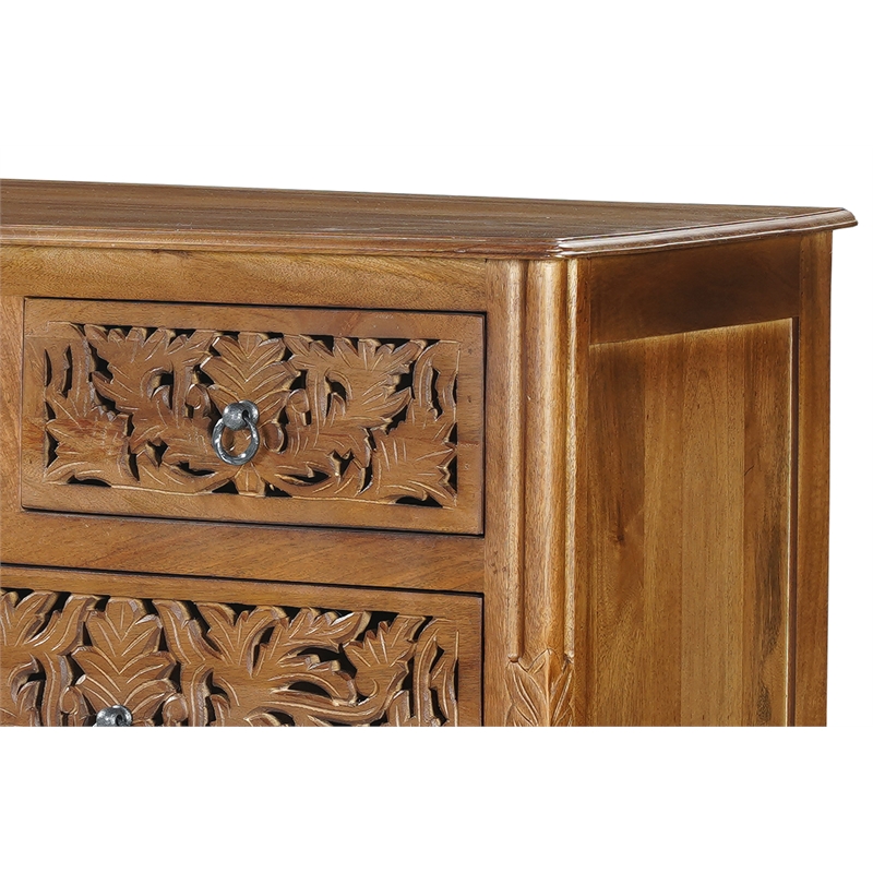 Pemberly Row Solid Mango Wood 7-Drawer Dresser 57 Inch Wide Fully Assembled