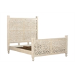 Pemberly Row White Floral Carved Solid Wood Mango 5-Piece Queen Bedroom Set