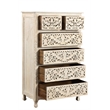 Pemberly Row White Floral Carved Solid Wood Mango 5-Piece Queen Bedroom Set