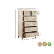 Pemberly Row White Floral Carved Solid Wood Mango 5-Piece Queen Bedroom Set