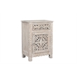 Pemberly Row White Floral Carved Solid Wood Mango 5-Piece Queen Bedroom Set