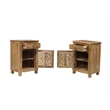 Pemberly Row Brown Solid Wood Nightstand with Drawer and Cabinet Fully Assembled