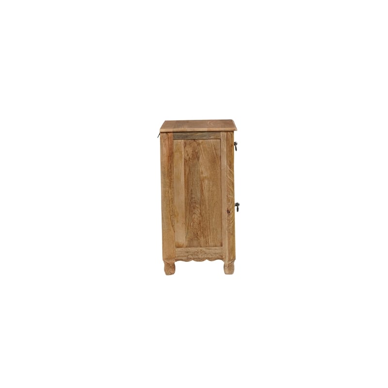 Pemberly Row Brown Solid Wood Nightstand with Drawer and Cabinet Fully Assembled