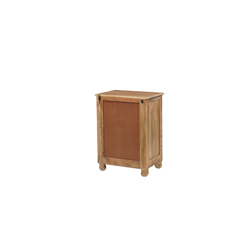 Pemberly Row Brown Solid Wood Nightstand with Drawer and Cabinet Fully Assembled