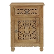 Pemberly Row Brown Solid Wood Nightstand with Drawer and Cabinet Fully Assembled
