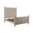 Pemberly Row Gray Floral Carved Solid Wood Mango 5-Piece Queen Bedroom Set