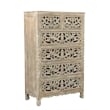 Pemberly Row Gray Floral Carved Solid Wood Mango 5-Piece Queen Bedroom Set