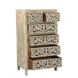Pemberly Row Gray Floral Carved Solid Wood Mango 5-Piece Queen Bedroom Set