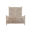 Pemberly Row Gray Floral Carved Solid Wood Mango 5-Piece Queen Bedroom Set
