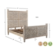 Pemberly Row Gray Floral Carved Solid Wood Mango 5-Piece Queen Bedroom Set