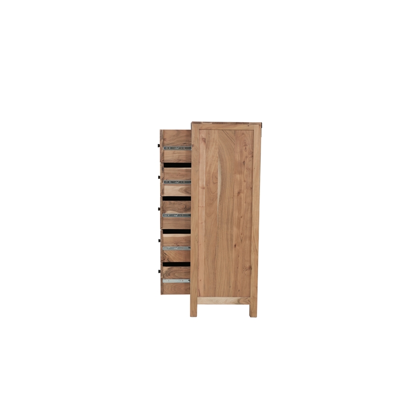 Pemberly Row Brown Solid Wood 5-Drawer Chest with Tree Slice Design