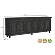 Pemberly Row Handcrafted Solid Wood Sideboard with Floral Carvings and 6 Doors