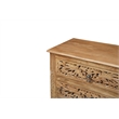 Pemberly Row Solid Wood 3-Drawer Carved Nightstand with Brass Ring Pulls
