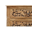 Pemberly Row Solid Wood 3-Drawer Carved Nightstand with Brass Ring Pulls