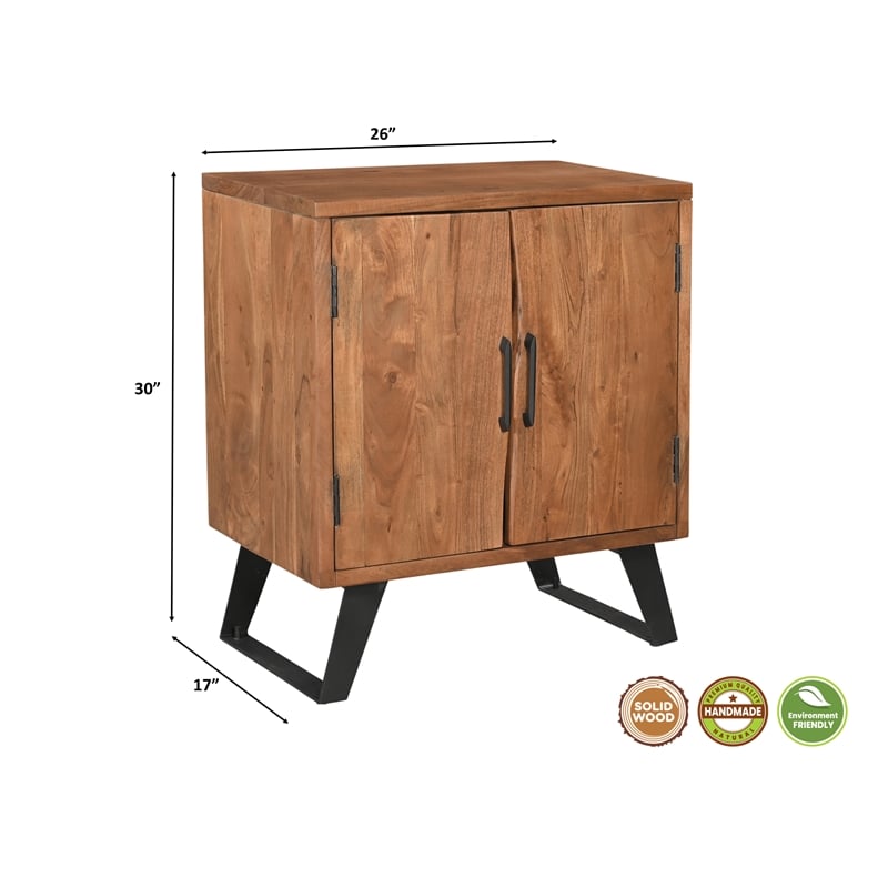 Pemberly Row 3-Piece Live Edge Solid Wood Acacia Bedroom Set in Brown/Black