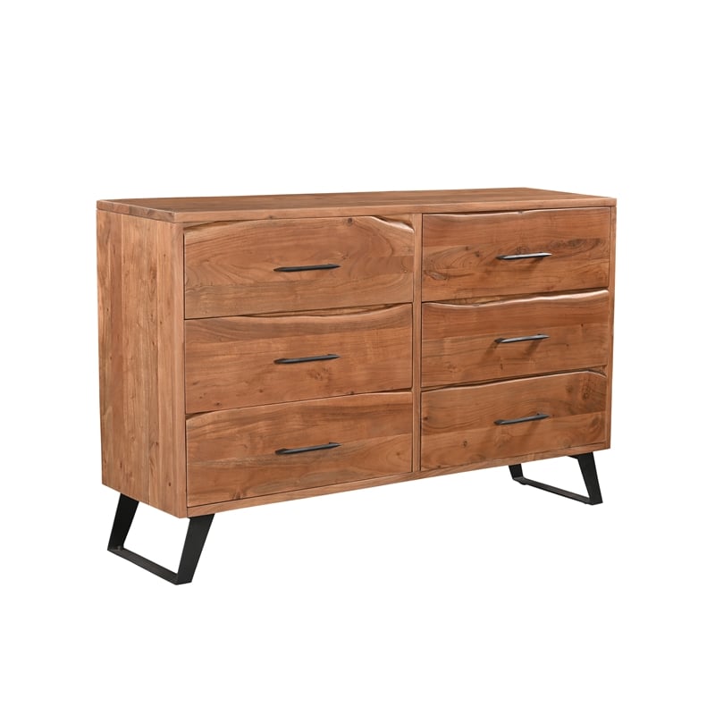 Pemberly Row 3-Piece Live Edge Solid Wood Acacia Bedroom Set in Brown/Black