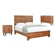 Pemberly Row 3-Piece Live Edge Solid Wood Acacia Bedroom Set in Brown/Black