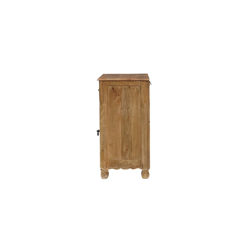 Pemberly Row Brown Solid Wood Nightstand with Drawer and Cabinet Fully Assembled