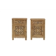 Pemberly Row Brown Solid Wood Nightstand with Drawer and Cabinet Fully Assembled