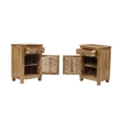 Pemberly Row Brown Solid Wood Nightstand with Drawer and Cabinet Fully Assembled