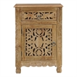 Pemberly Row Brown Solid Wood Nightstand with Drawer and Cabinet Fully Assembled