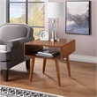 Pemberly Row Wood End Table with Open Cubby Storage in Rich Walnut