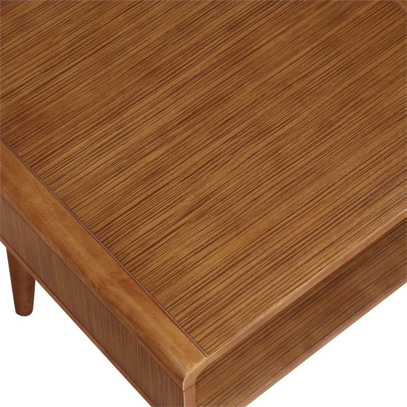 Pemberly Row Wood End Table with Open Cubby Storage in Rich Walnut