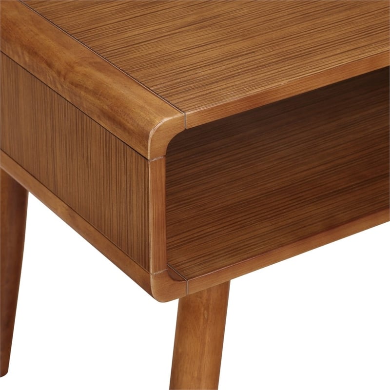 Pemberly Row Wood End Table with Open Cubby Storage in Rich Walnut