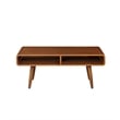 Pemberly Row Wood Coffee Table with 2 Open Cubbies in Rich Walnut
