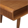 Pemberly Row Wood Coffee Table with 2 Open Cubbies in Rich Walnut