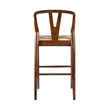 Pemberly Row Bar Height Kitchen Stool with Woven Rush Seat in Cappuccino