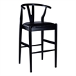 Pemberly Row Bar Height Kitchen Stool with Faux Leather Seat in Black