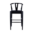 Pemberly Row Bar Height Kitchen Stool with Faux Leather Seat in Black